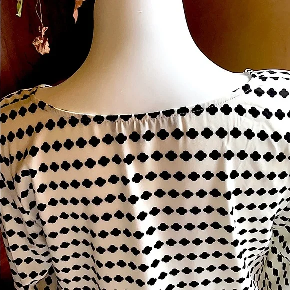 L BRIXON IVY SCOOP NECK  BLACK & CREAM PULL OVER BLOUSE 3/4 LOOSE Sleeve… - Picture 7 of 13